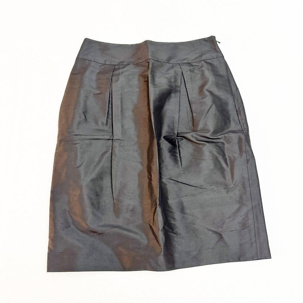 Magaschoni Black Silk Pleated Pencil Skirt Size 8